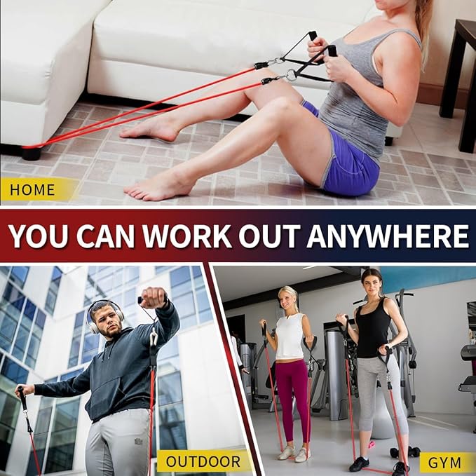 WHATAFIT Resistance Bands Set with Handles, Exercise Bands for Men & Women, Home Gym Strength Training