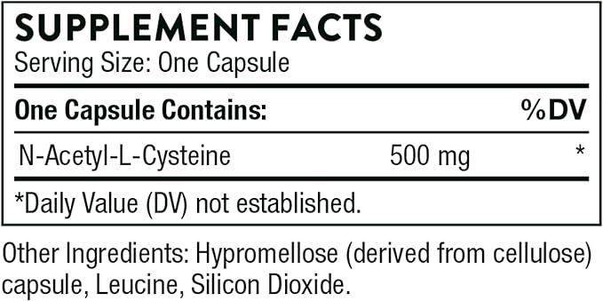 THORNE NAC 500mg – Lung, Immune, Liver & Kidney Support – Antioxidant & Mucus Relief – Non-GMO, Gluten-Free – 90 Capsules