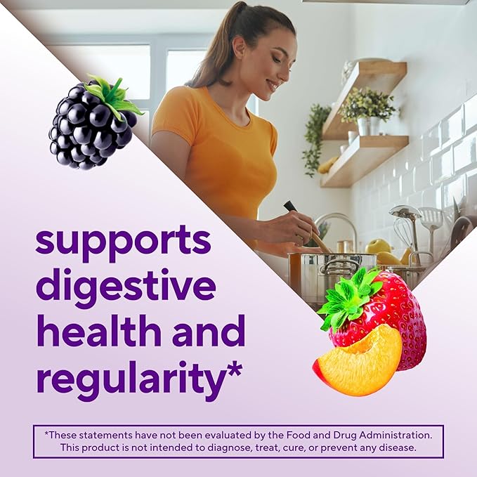 Vitafusion Fiber Well Gummies – Sugar Free Prebiotic Fiber for Adults – Digestive Support – Strawberry & Blackberry Flavors – Non-GMO, Gluten-Free – 90 Gummies