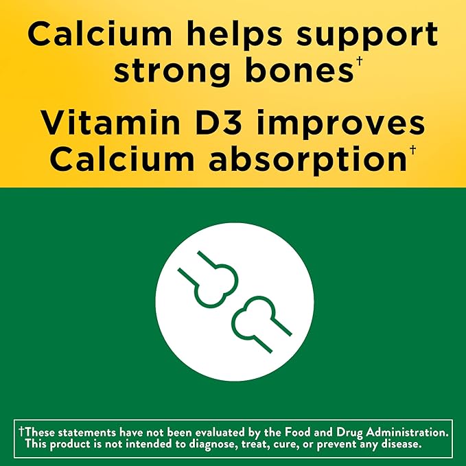 Nature Made Calcium 600mg with Vitamin D3 – Bone Health & Absorption – 220 Tablets
