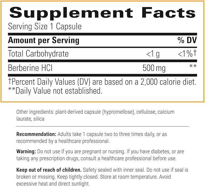 Integrative Therapeutics Berberine HCl 1000–1500mg – Vegan, Gluten-Free – Metabolic & Blood Sugar Support – 60 Capsules