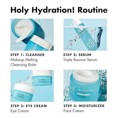 e.l.f. Holy Hydration! Triple Bounce Serum, 1.7% Hyaluronic Acid, Plumping Hydrating Vegan Serum for Dry Skin, 1oz