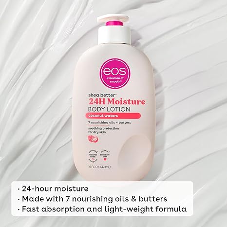 eos Shea Better Coconut Waters Body Lotion – 24-Hour Moisture, Lightweight, Non-Greasy, Vegan – 16 fl oz