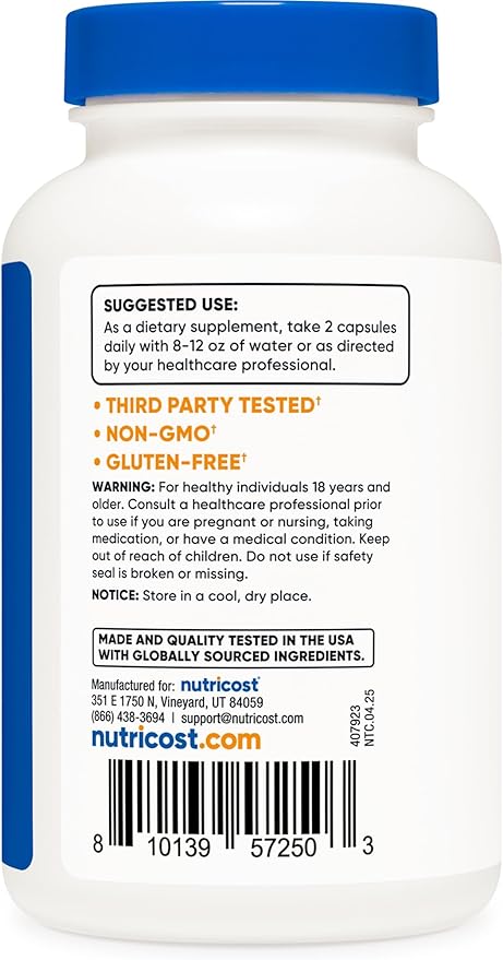Nutricost Betaine Anhydrous Capsules – 1500mg Per Serving, 120 Capsules, Gluten-Free, Non-GMO