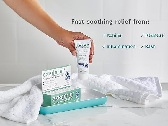 Exederm Flare Control Cream for Eczema & Dermatitis, 1% Hydrocortisone, Sensitive Skin Formula – 2 oz Tube