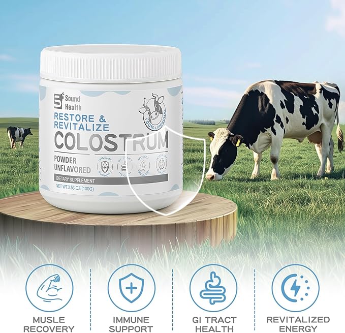 Organic Bovine Colostrum Powder – Grass-Fed, Hormone-Free – Gut, Immune, Hair & Skin Wellness – Unflavored, Non-GMO, Gluten-Free – 50 Servings