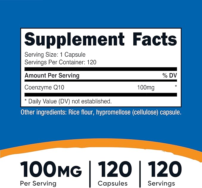 Nutricost CoQ10 100mg – High Absorption Heart & Energy Support – Non-GMO, Gluten-Free – 120 Vegetarian Capsules