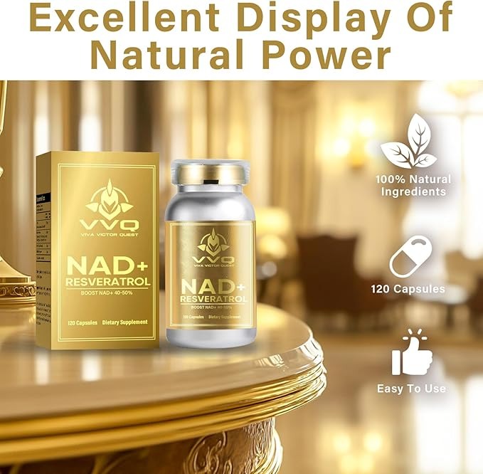 120 Capsule NAD Supplement 1000 mg - True NAD+ & Resveratrol,NMN Alternative for Anti-Aging