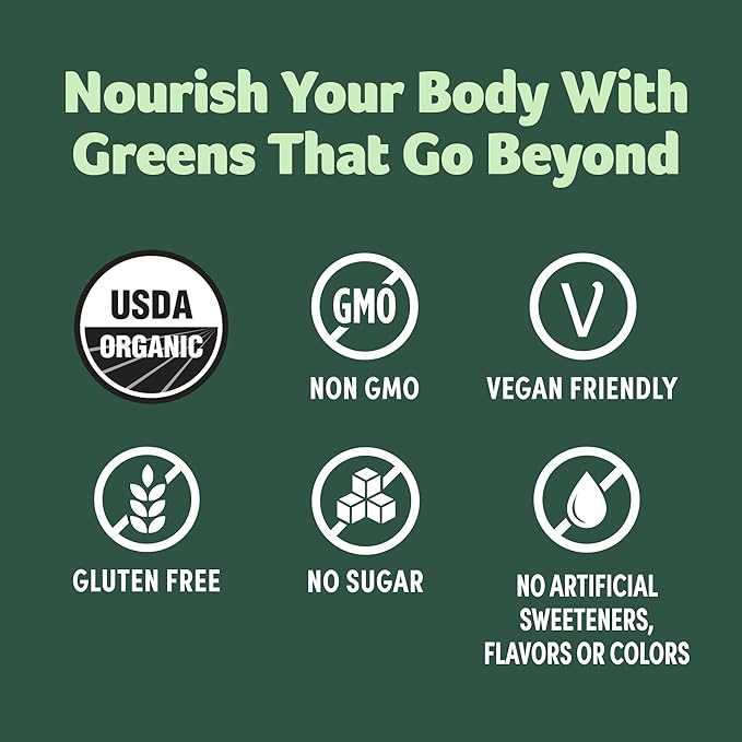 Purely Inspired Organic Greens Powder – Unflavored Superfood Smoothie Mix with Probiotics, Spirulina & Chlorella – Gut & Digestive Health – Vegan, Gluten-Free – 24 Servings