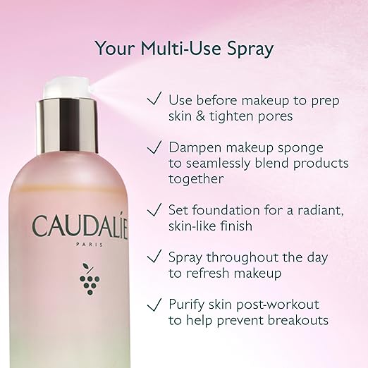 Caudalie Beauty Elixir Face Mist – Toner, Pore Tightening, Radiance, Makeup Setting Spray, Vegan, 3.4 oz
