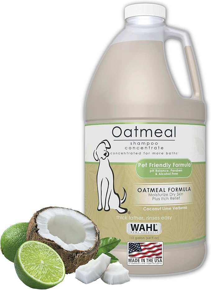 Wahl USA Dry Skin & Itch Relief Pet Shampoo for Dogs – Oatmeal Formula with Coconut Lime Verbena & Pet Friendly Formula, 24 Oz