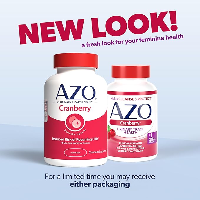AZO Cranberry Urinary Tract Health Supplement – 100 Softgels – Sugar-Free, Non-GMO Cranberry Pills with Pacran® Whole Fruit Extract – 50-Day Supply