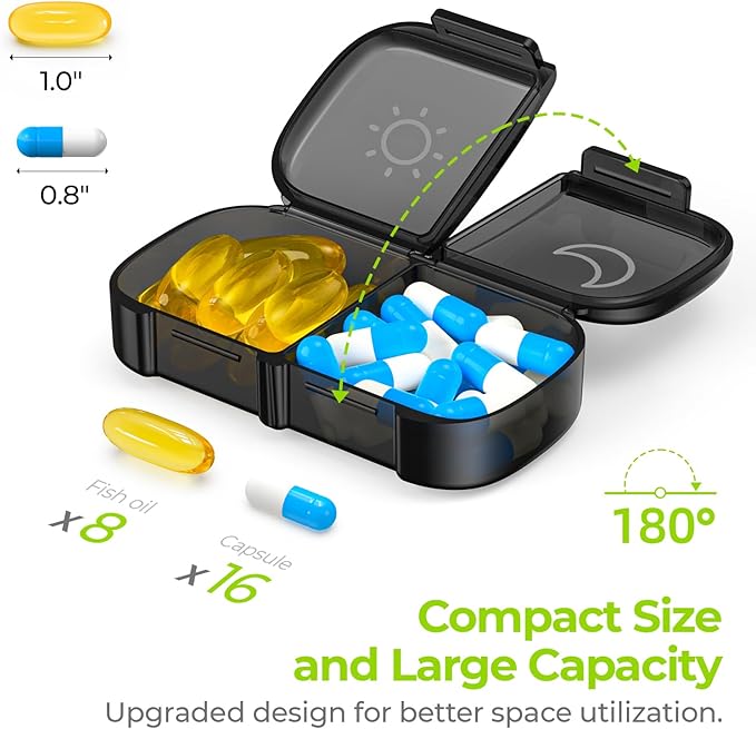 AUVON XL Weekly Pill Organizer – AM/PM Pill Box with Privacy Case