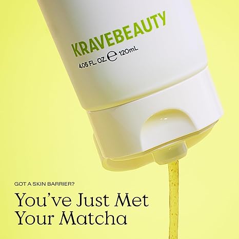 KraveBeauty Matcha Hemp Hydrating Cleanser – Gentle Non-Stripping Daily Face Wash, Vegan, Fragrance-Free, pH Balanced, 4.05 fl oz