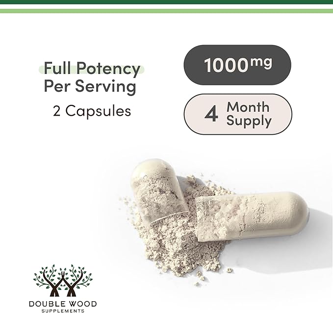 Double Wood Korean Red Panax Ginseng 1000mg – Mood, Cognitive Function & Energy Support – Non-GMO, Gluten-Free, Vegan – 240 Capsules