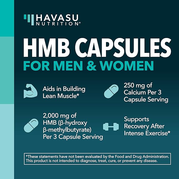 HMB Capsules 2000mg – Calcium B-Hydroxy B-Methylbutyrate, 90 Capsules, Vegan, Non-GMO, Gluten-Free
