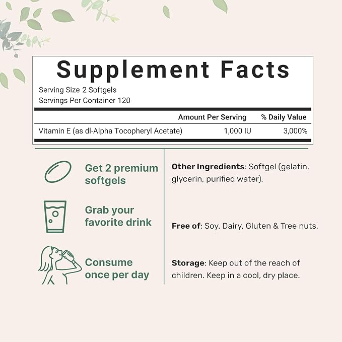 Micro Ingredients Vitamin E Oil – Pure Antioxidant, Skin, Heart & Immune Support – 240 Softgels – Non-GMO, Gluten Free