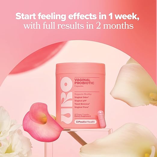 O Positiv URO Vaginal Probiotic for Women – pH Balance, Odor Control & Intimate Health – Prebiotics & Lactobacillus Blend – Vegan, Non-GMO – 60 Capsules