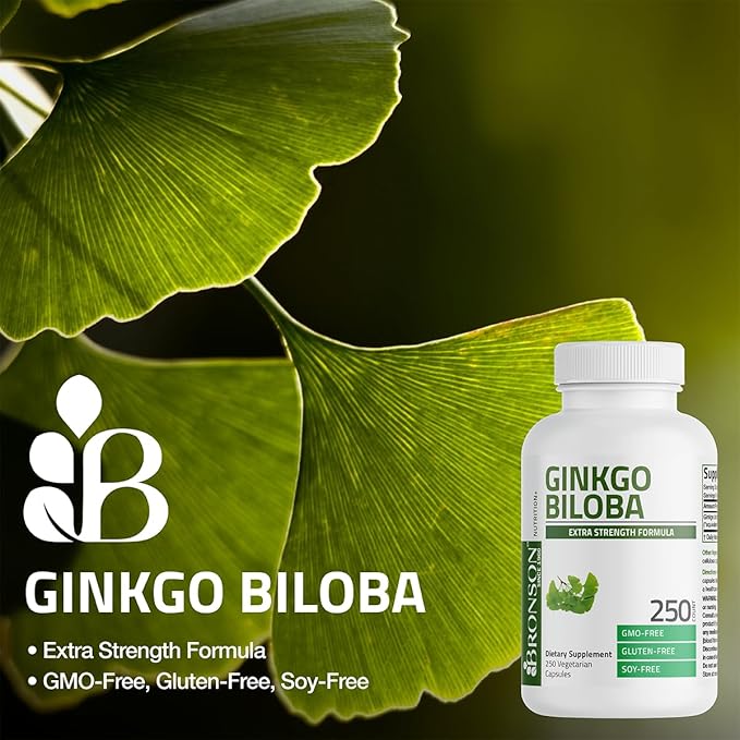 Bronson Ginkgo Biloba Extra Strength – Brain Function & Memory Support – 120 Vegetarian Capsules – Non-GMO, Gluten-Free, Soy-Free