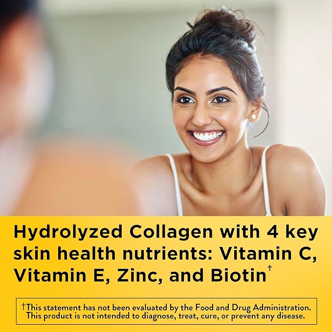 Nature Made Collagen Gummies with Vitamin C, Zinc & Biotin – Hydrolyzed Collagen for Skin, Hair & Nail Support – Gluten-Free – 60 Gummies