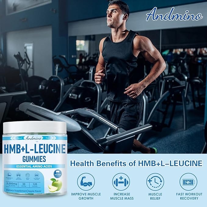 HMB and L-Leucine Gummies with Trehalose – 3000mg, Apple Flavor, Non-GMO, Vegan, Gluten-Free, 120 Gummies