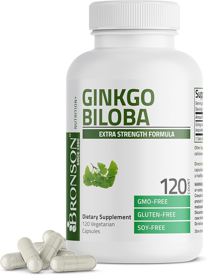 Bronson Ginkgo Biloba Extra Strength – Brain Function & Memory Support – 120 Vegetarian Capsules – Non-GMO, Gluten-Free, Soy-Free