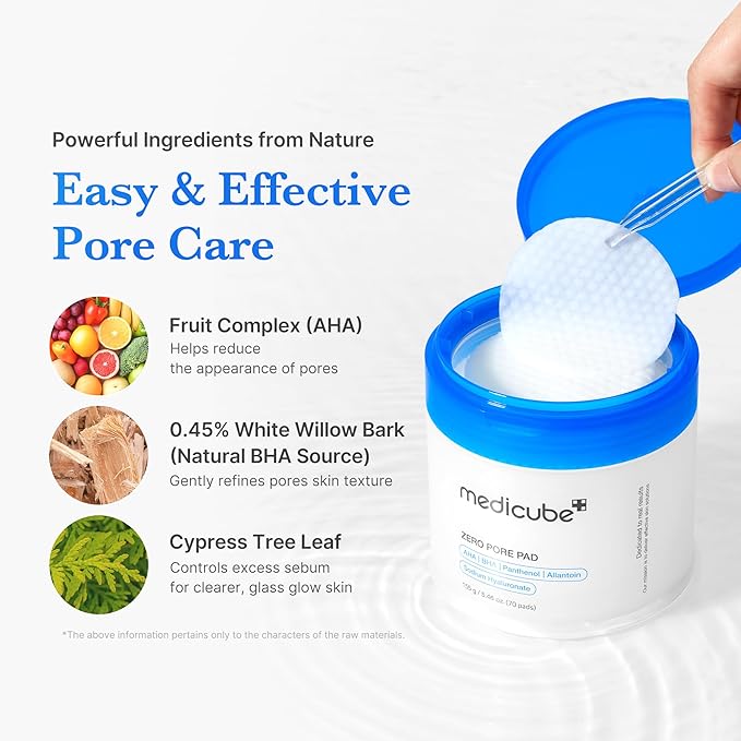Medicube Zero Pore Pads 2.0 – Dual-Textured Exfoliating Toner Pads with AHA & BHA for Pore Care, Smoother Skin, K-Beauty, 70 Pads