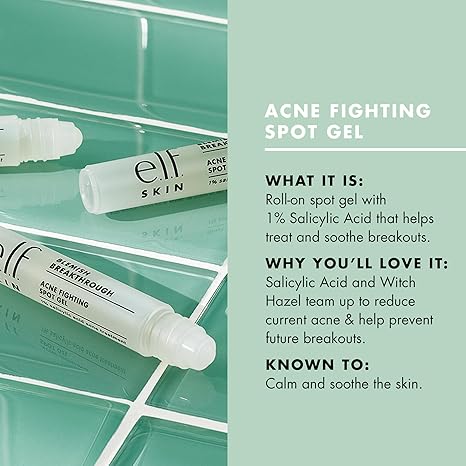 e.l.f. Blemish Breakthrough Spot Gel – Salicylic Acid, Roll-On, Vegan