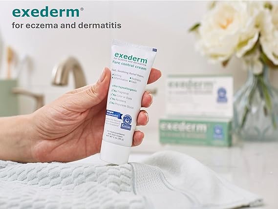Exederm Flare Control Cream for Eczema & Dermatitis, 1% Hydrocortisone, Sensitive Skin Formula – 2 oz Tube