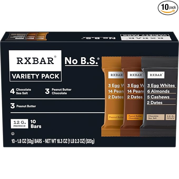 RXBAR Protein Bars Variety Pack – 10 Bars, 18.3 oz Box | Clean, Whole Food Protein Snacks