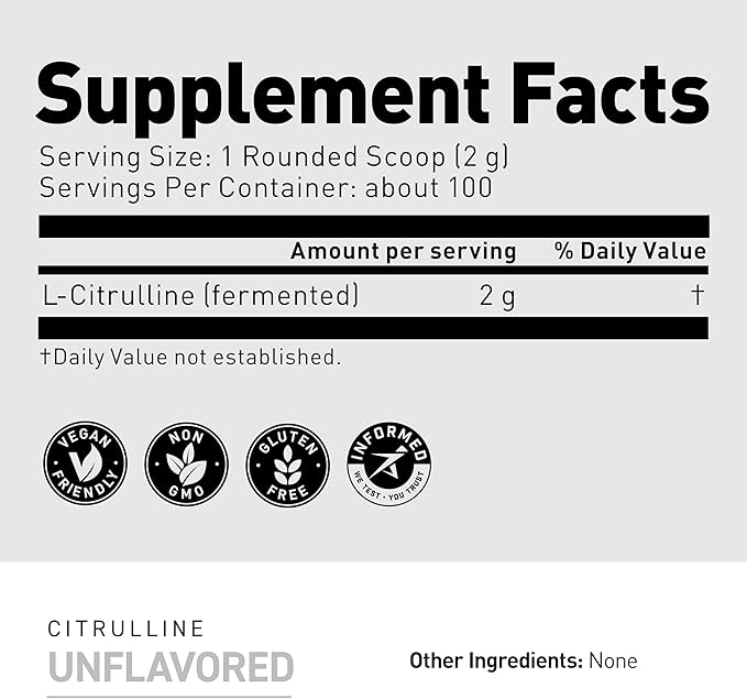 Kaged L-Citrulline Powder – Unflavored, 100 Servings, Nitric Oxide Booster for Enhanced Pumps & Muscle Vascularity