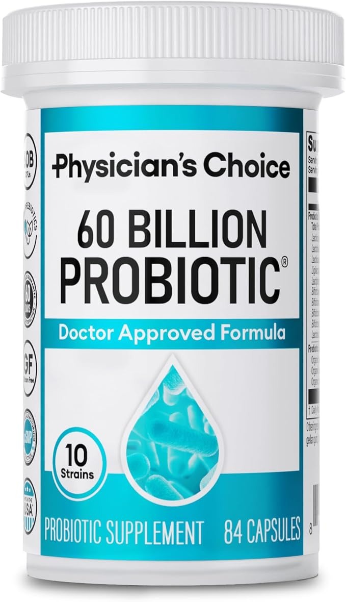 Physician's Choice Probiotics 60 Billion CFU - 10 Strains + Organic Prebiotics - Immune, Digestive & Gut Health - Supports Occasional Constipation, Diarrhea, Gas & Bloating - for Women & Men - 30ct