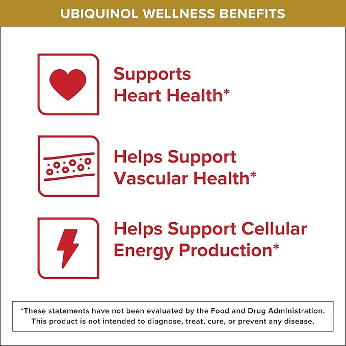 Qunol Ubiquinol CoQ10 200mg – Active Form Antioxidant for Heart, Vascular & Energy Support – High Absorption, Non-GMO, Gluten-Free – 60 Softgels