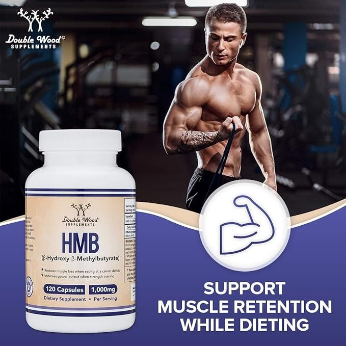 Double Wood Supplements HMB – 1000mg Per Serving, Non-GMO, Gluten-Free, 120 Capsules