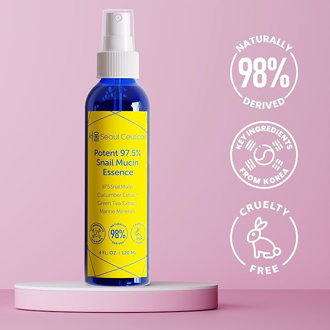 SeoulCeuticals Snail Mucin Face Mist – Hydrating Korean Essence Spray, 4oz