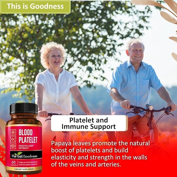 Herbal Goodness Papaya Leaf Blood Platelet Capsules – 600mg 20x Strength – Blood Platelet, Bone Marrow & Immune Support – Blood Cleanse Formula – Non-GMO, Vegan, Made in USA – 60 Capsules