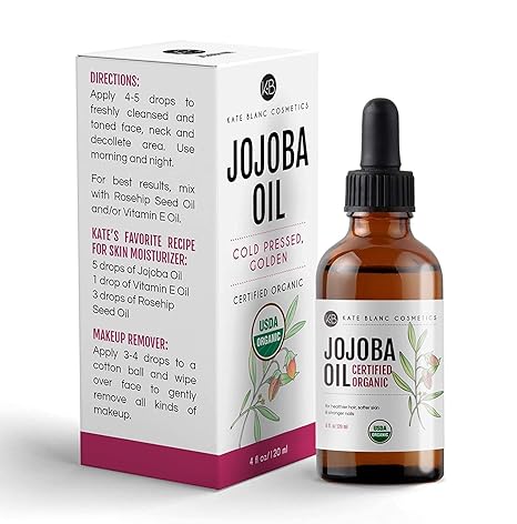 Kate Blanc Organic Jojoba Oil – Face, Hair, Gua Sha & Dermaplaning, 2oz