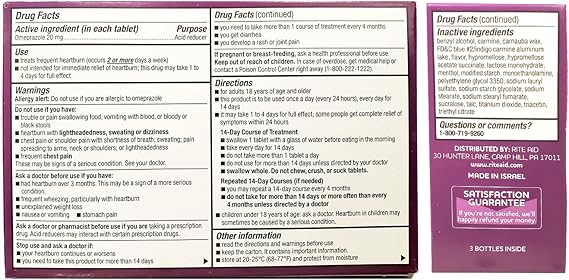Rite Aid Omeprazole 20mg, 42 Tablets – Acid Reducer for Frequent Heartburn – Compare to Prilosec OTC