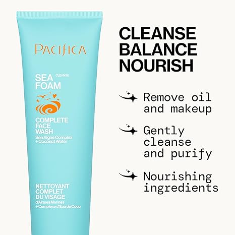 Pacifica Sea Foam Face Cleanser – Gentle Daily Foaming Face Wash with Coconut Water & Sea Algae, Vegan, Sulfate-Free, 5 fl oz