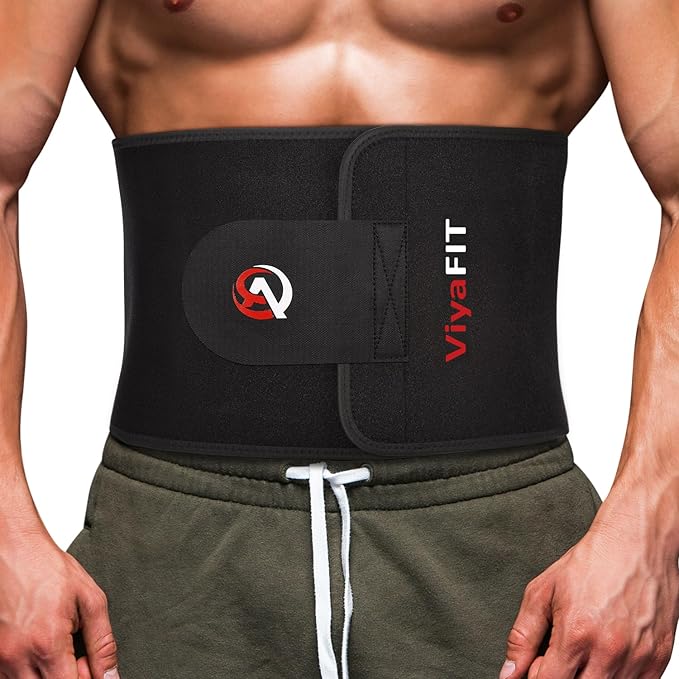 Viyafit Waist Trimmer Belt, Premium Adjustable Waist Trainer for Women & Men, Sweat Belt, Back Support