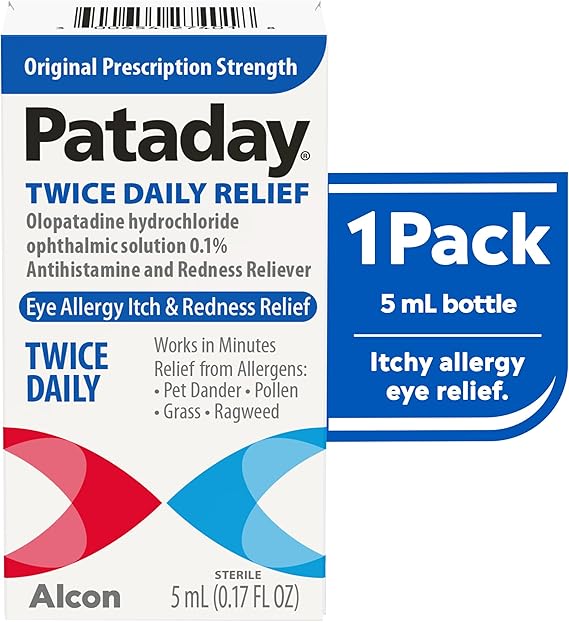 Pataday Twice Daily Relief Eye Drops – Antihistamine for Eye Allergy Itch Relief – 0.17 fl oz