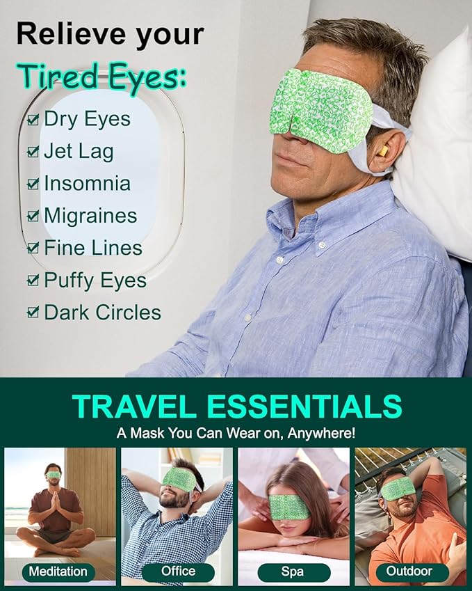 Steam Eye Mask – Unscented Self-Heating Warm Compress, 16-Pack Disposable