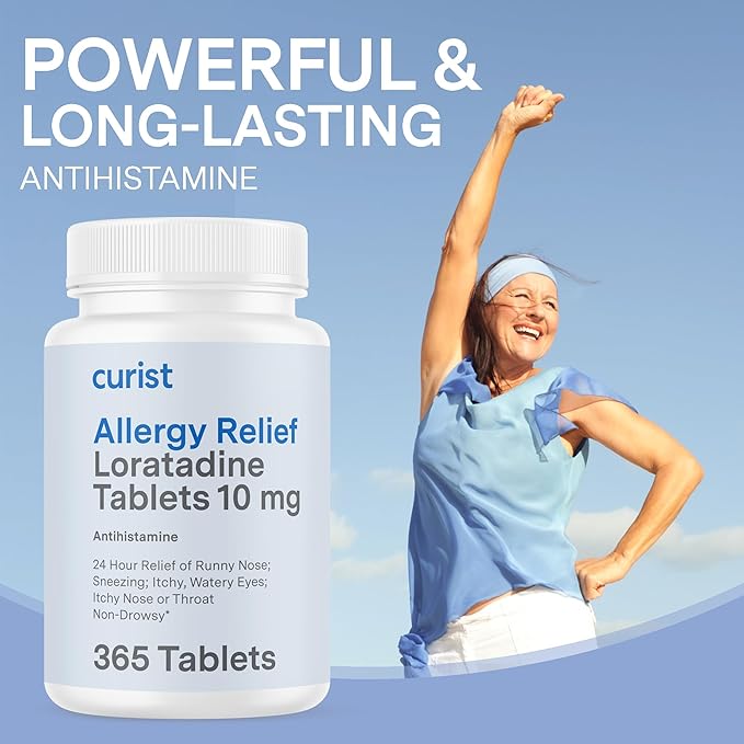 Curist Loratadine 10mg Non-Drowsy Allergy Relief Tablets – 365 Count 24-Hour Antihistamine for Runny Nose, Itchy Eyes, Sneezing, and Nasal Congestion