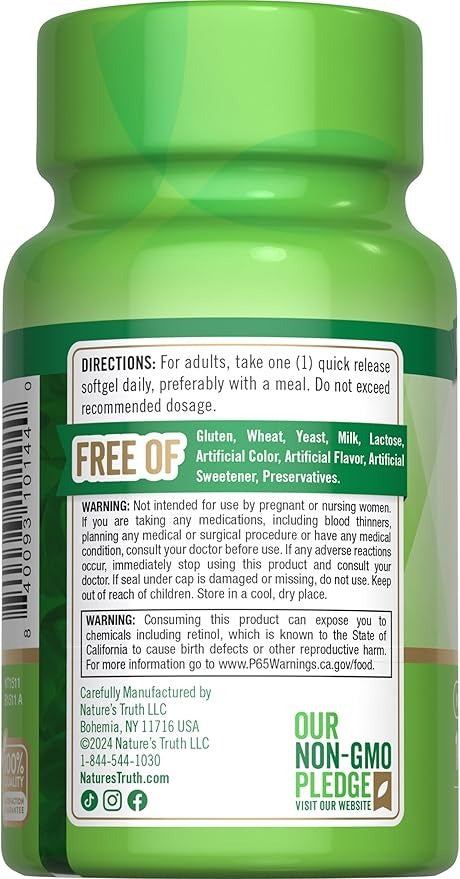 Nature's Truth Vitamin A 10000 IU Softgels | 100 Count | Non-GMO & Gluten Free Supplement