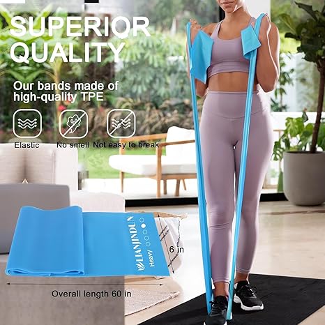 Latex-Free Resistance Bands Set, 5 Pcs Elastic Exercise Bands, Stretch Bands for Physical Therapy, Yoga, Pilates