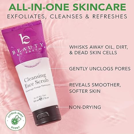 Facial Scrub Exfoliator – Natural & Organic Microdermabrasion Face Wash for Sensitive & Acne-Prone Skin, Gentle, USA Made, 2 fl oz