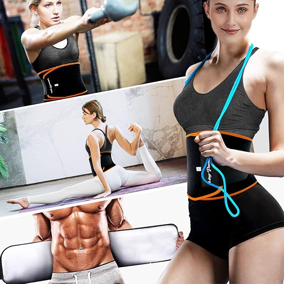 KingPavonini Waist Trimmer Plus Size, Unisex Waist Trainer Sweat Belt, Adjustable Back Support, Workout Fitness