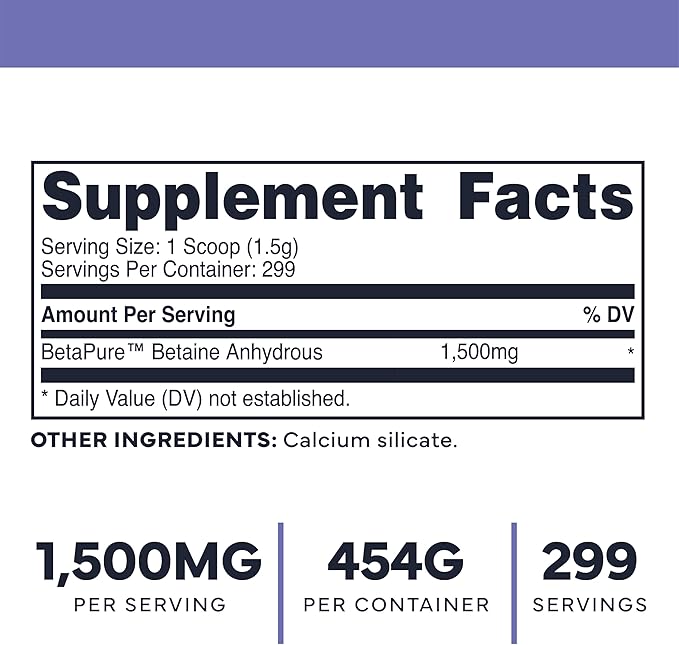 Type Zero Betaine Anhydrous Powder – Unflavored, 1 lb, 1500mg Per Serving, Keto & GMO-Free