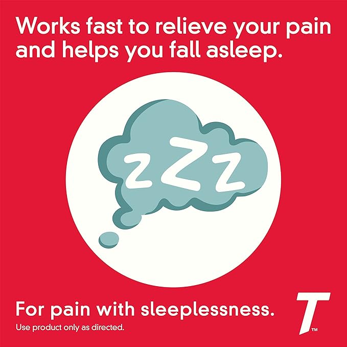 Tylenol PM Extra Strength Nighttime Pain Reliever & Sleep Aid – 500mg Acetaminophen + 25mg Diphenhydramine HCl – Non-Habit Forming – 100 Caplets