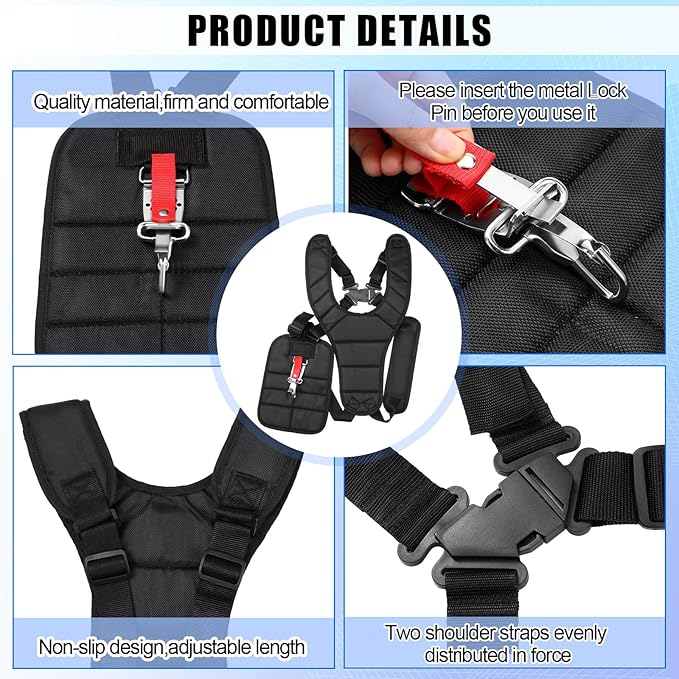 2 Pcs Padded Double Shoulder Strap Belt, Adjustable Trimmer Shoulder Strap for Brush Cutter, Lawn Mower, Blower